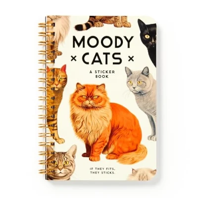 Image of Galison 9780735382930 Moody Cats Sticker Book, Multicoloured