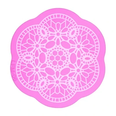Image of KitchenCraft Sweetly Does It Silicone Flower Lace Icing Mould, Round (9 cm)