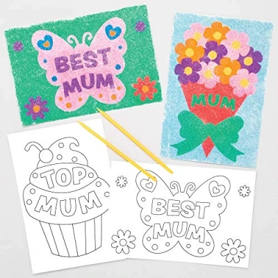 Image of Baker Ross Mother&#039;s Day Sand Art Pictures Pack of 8, Mothers Craft Kit, For Kids (AT403)