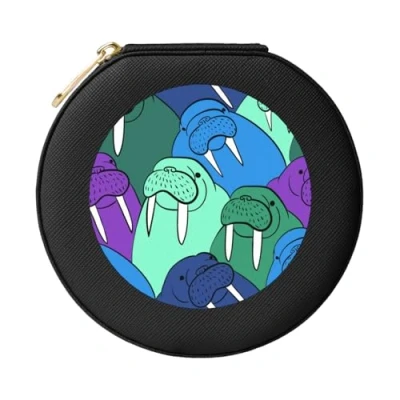 Image of YXDVPALNE Walrus, Women&#039;s Jewellery Box Jewelry Case Round PVC Leather Travel Organiser