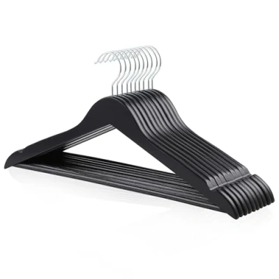 Image of Amazon Basics Wood Suit Clothes One Size Hangers, 10 Pack, 44 cm, Black