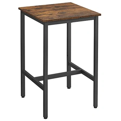 Image of VASAGLE High Table, Square Bar Steel Frame, 60 x 92 cm, Easy Assembly, for Kitchen, Living Room, Industrial Style, Rustic Brown and Black LBT25X