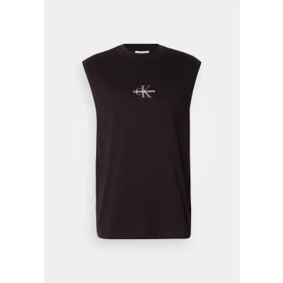 Image of Calvin Klein Men’s Monologo Relaxed Fit Sleeveless Tank Top, Black (Ck Black), L