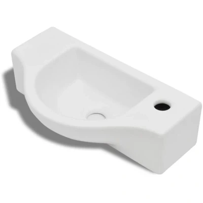 Image of vidaXL Ceramic Bathroom Sink Basin with Faucet Hole White
