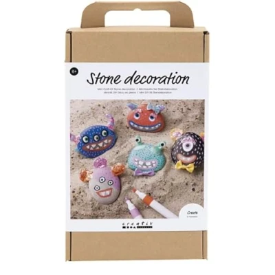 Image of Craft Kit Stone Decoration, Assorted Colours, Monster, 1 Pack