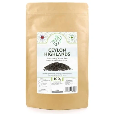 Image of Ceylon Highlands FBOP1 Premium Loose Leaf Black Tea from Sri Lanka Flowery Broken Orange Pekoe 1 (100g)