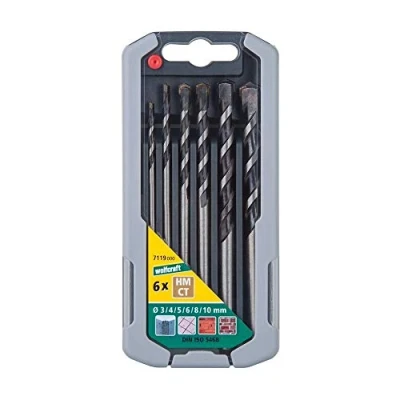 Image of wolfcraft “Professional Concrete Drill Bit Set, Tungsten Carbide Tipped, Ø 310 mm, 6 Pcs. I 7119000 For drilling into concrete, artificial stone and natural