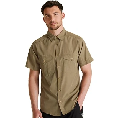 Image of Craghoppers Mens Expert Kiwi Short Sleeved Shirt, Pebble, Size XL