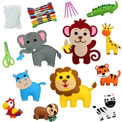 Image of Sewing Kits for Children Felt Animal Craft Kit Kids DIY Animals Fun Crafts Educational Beginner Boys and Girls