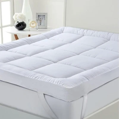 Image of YORKSHIRE HOMEWARE ® Microfibre Mattress Toppers 4&quot; 10cm Hotel Quality Bed Topper Supersoft Heavy Fill Single Double King Super Box Stitched and Elasticated Corner Straps (Single)