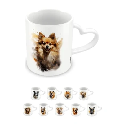 Image of Pyramid International, Love My Dog (Pomeranian), Heart Handle 11oz / 315ml Ceramic Mug, One Size