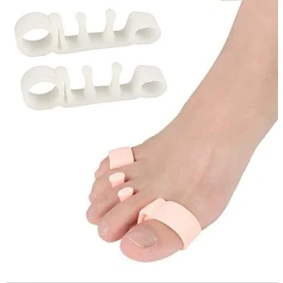 Image of 2 Pair New Orthopedic Bunion Corrector 2.0 Toe Separators Elastic Straighteners Spacers (White)