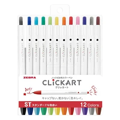 Image of Zebra Clickart Water based Pen Standard 12 Colors Set, WYSS22 12CST