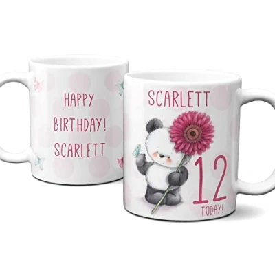 Image of Thoughtful Gifts Cute Teddy Personalised 12th Mug, Birthday Mug for 12 Year Old Girl, Cup Birthday, Gift