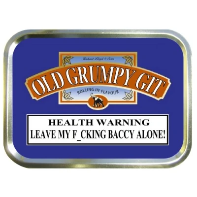Image of BLUE GRUMPY GIT 2oz GOLD TOBACCO TIN,BACCY TIN,PILL TIN,FISHING TIN,SEWING TIN