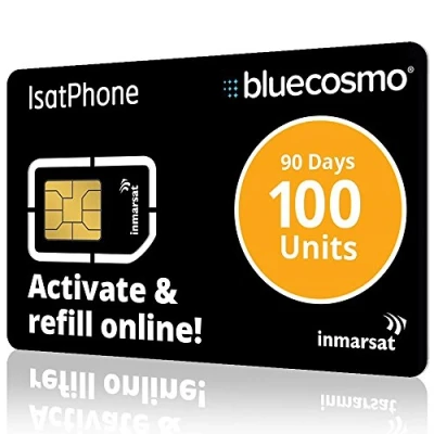 Image of BlueCosmo IsatPhone 100 Unit Global Satellite Phone Prepaid Service SIM Card for Inmarsat Pro and 2 77 Minutes 200 SMS Text Messages 90 Day Expiry No Activation Fees