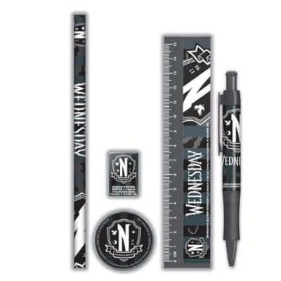 Image of Wednesday Stationery Set Pen, Pencil, Ruler, Eraser School