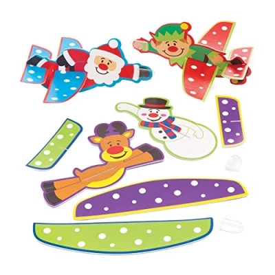 Image of Baker Ross AT342 Festive Gliders Pack of 8, Flying Christmas Toys, Gifts or Party Favours for Boys and Girls, Assorted