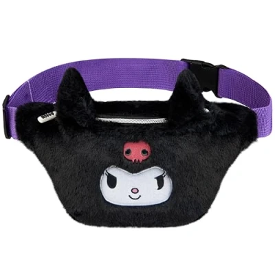 Image of Hello Kitty Kuromi Girls Fluffy Bum Bag with Adjustable Strap Gifts for Her (Black)