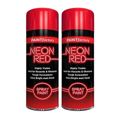 Image of Classic Signature 2 x Neon Red 200ML, Spray Paint Aerosol Fluorescent Bright Graffiti (Banksey) Matt Finish