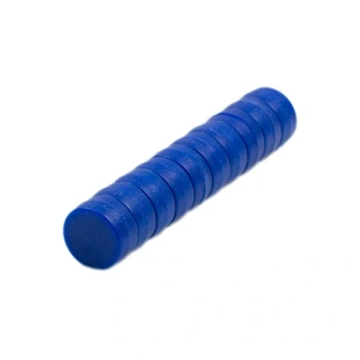 Image of Magnetastico® 10x Strong neodymium magnets with protective coating Blue colour &amp; size 12x6 mm coloured office Perfect mini magnet for fridge, whiteboard glass magnetic board