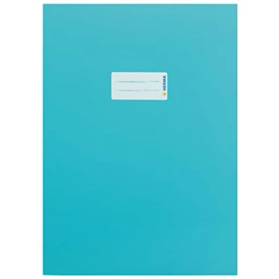 Image of HERMA 19755 Cardboard Notebook Covers DIN A4, Book with Labelling Field Made of Sturdy and Extra Strong Paper, Set 10 Exercise Protectors for School Notebooks, Turquoise