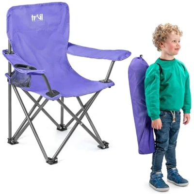 Image of Trail Eagle Kids Camping Chair Purple Lightweight Folding Garden Beach Seat with Carry Bag (For Ages 2 to 6 Years Old)