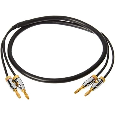 Image of Amazon Basics Banana Plug 16AWG Speaker Cable Wire, CL2 Rated with Gold Plated Tip Plugs (4mm), 99.9% Oxygen Free, 0.9 m, Black
