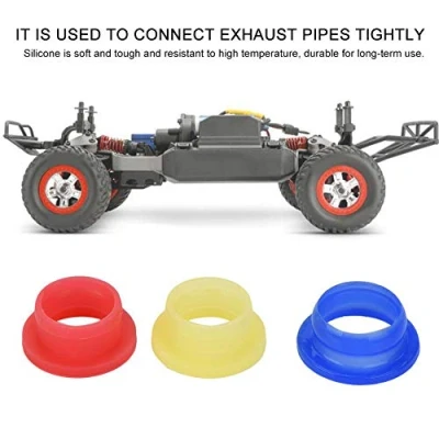 Image of Dilwe 3pcs RC Engine Exhaust Pipe Tubing Joint Adapter Silicone Gasket for HSP 1/8 Nitro Car