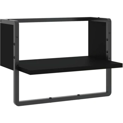 Image of vidaXL Wall Shelf with Bar Black 40x25x30 cm