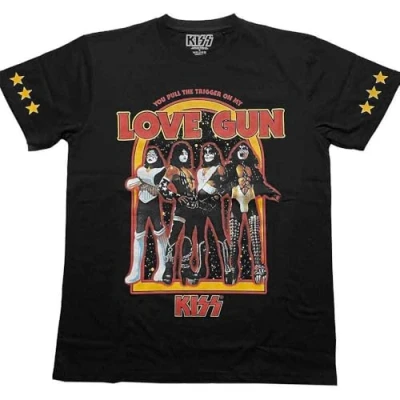Image of Kiss Love Gun Stars Official Tee T Shirt Mens Unisex (Small) Black
