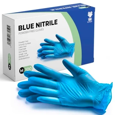 Image of K MART Gloveman Blue Nitrile Disposable Gloves (Box of 100) (Medium)