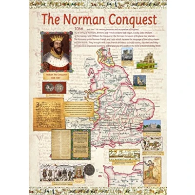 Image of The Norman Conquest of 1066 Poster Laminated History Teaching Resource Classroom Decoration A1 Size (Approx)