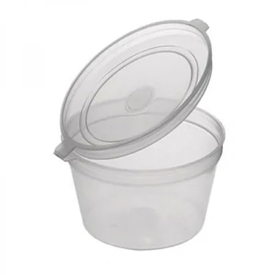 Image of 50 Pack 100ml 4oz Disposable Or Reusable Leak Proof Clear Deli Sauce Pots/Containers with Hinged Lids Store Chutney Slime Dressings Sauces Dips Dishwasher Microwave Freezer Food Safe