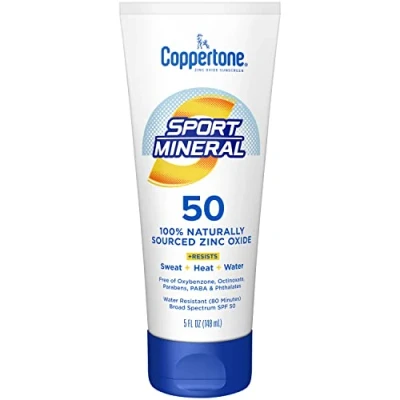 Image of Coppertone Sport Sunscreen Lotion SPF 50, Zinc Oxide Mineral Sunscreen, Water Resistant Body 5 Fl Oz Tube