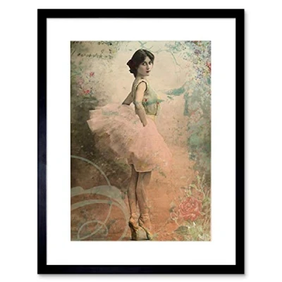 Image of Wee Blue Coo Painting Dancer Woman Lady Photo Floral Ballerina Framed Wall Art Print