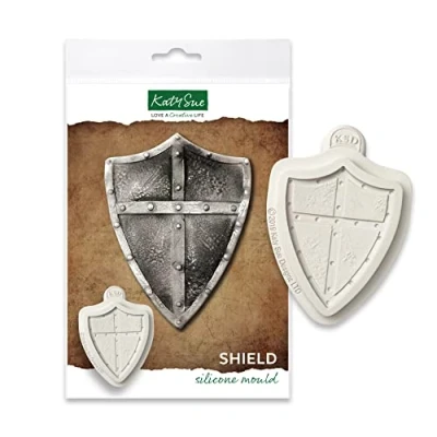 Image of Katy Sue Battle Shield Silicone Mould for Cake Decorating &amp; Crafts Make a 7.5cm Tall x 5.6cm Wide.
