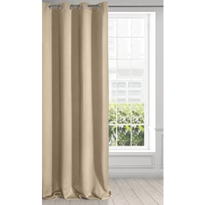 Image of Eurofirany Extra Long Blackout Curtain 1 Unit Eyelets, Light Blocking Darkening Bedroom Living Room, Polyester, Beige, W53 x L98