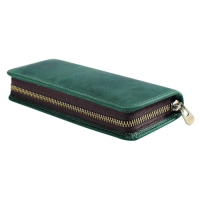 Image of DONGKER Leather Pencil Case,Vintage Zippered Pen Fountain Pouch Holds 9 Pens &amp; 2 for School Work Office