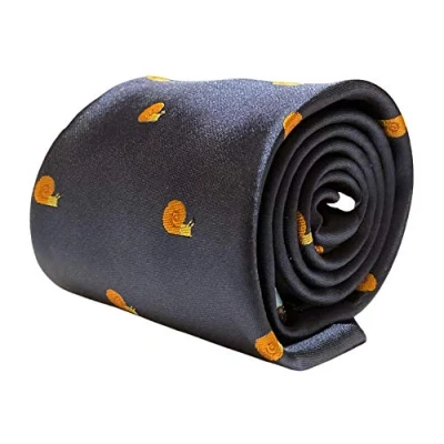 Image of Frederick Thomas navy men s tie with snail embroidered design
