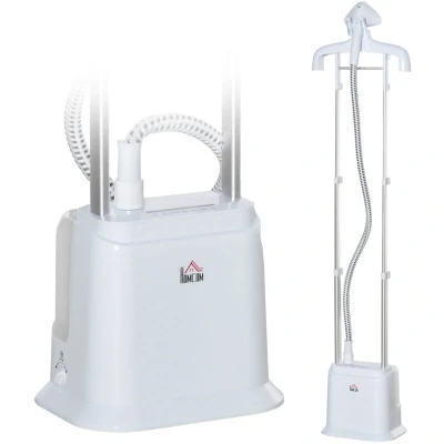 Image of HOMCOM Upright Garment Clothes Steamer with 6 Steam Setting, 45s Fast Heat up, 1.7L Water Tank and 45min Steamer, Wrinkle Odour Remover, White