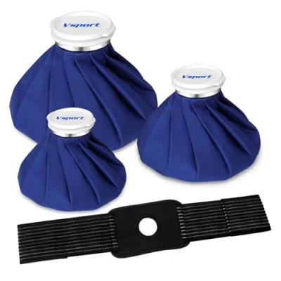 Image of Vsport Ice Bag for Injuries，Reusable Cold Pack, Hot &amp; Therapy and Pain Relief with Elastic Breathable Support Wrap, 4 3 Sizes (6&quot;/9&quot;/11&quot;), is 50 60℃