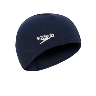 Image of Speedo Junior Polyester Swimming Cap Kids Swim, Black, One Size