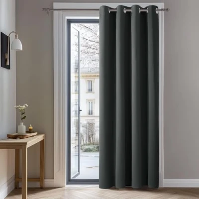 Image of Deconovo Thermal Insulated Blackout Curtain Nursery Eyelet for Bedroom 52&quot;x 72&quot; Dark Grey 1 PANEL