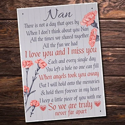 Image of RED OCEAN Nan Memorial Gifts Grave Plaque Tribute Hanging Sign Mum Rememberance