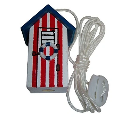 Image of SDL Red Blue &amp; White Nautical Seaside Beach Hut Light Pull