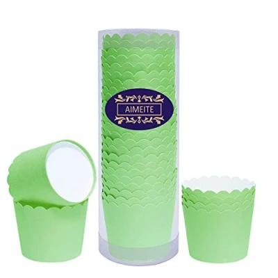 Image of AIMEITE Paper Cake Cases Liners Muffin Baking Cups Greaseproof Cupcake Wrapper Set of 24 (Green)