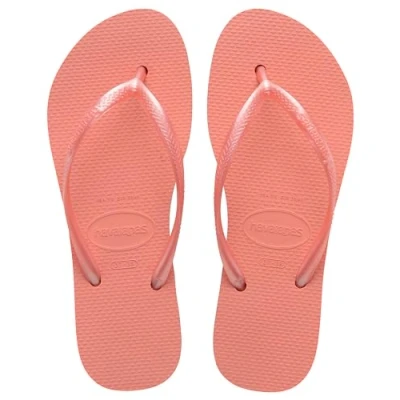 Image of Havaianas SLIM Flatform Tbar sandals, Women&#039;s, Size: 8 9.5, Peach rose Synthetics