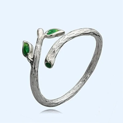 Image of DAOMEI 925 Sterling Real Silver Leaf Tree Branch Open Fine Ring Gift For Woman Girl Finger Rings Fashion Jewelry