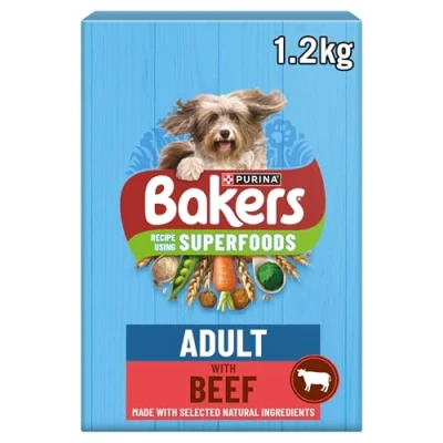Image of BAKERS Beef with Vegetables Dry Dog Food 1.2kg, (Pack of 4)